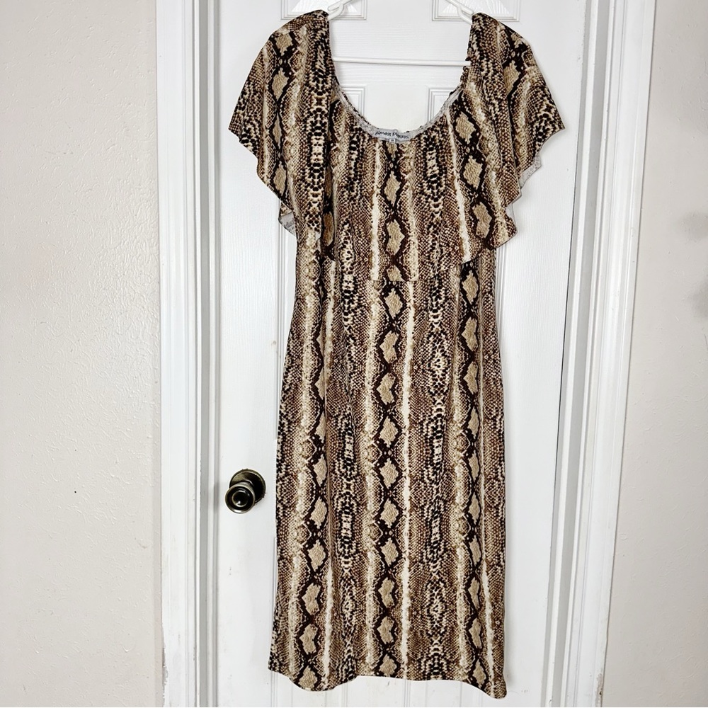 Almost Famous Snake Print Dress Midi Animal Reptile Sz 2X